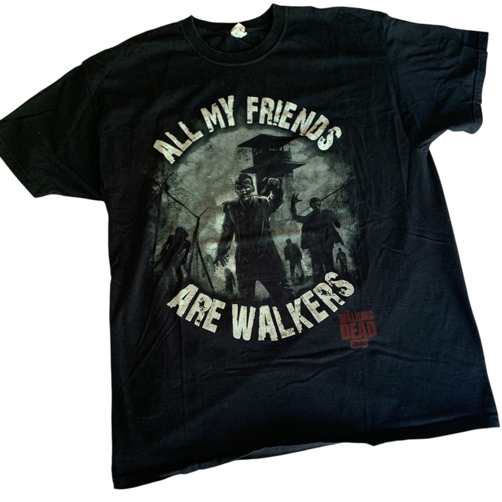 Jerzees Black 'All My Friends Are Walkers' Men’s Black SS T-Shirt Walking Dead